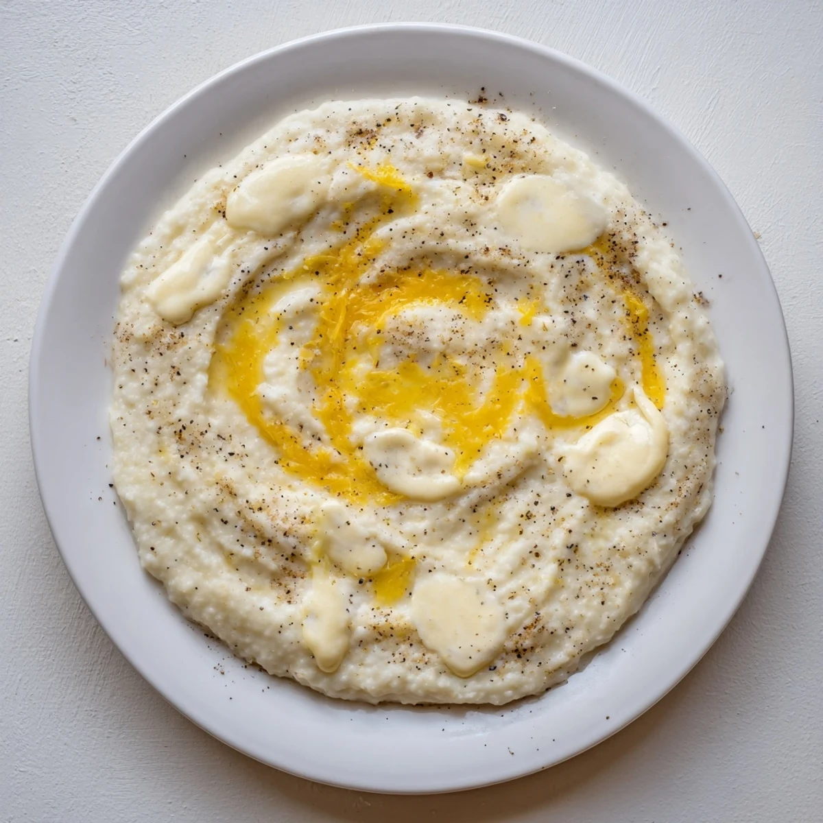 A steaming bowl of Creamy Brunch Cheese Grits, rich with cheddar and perfect for a southern-style breakfast.