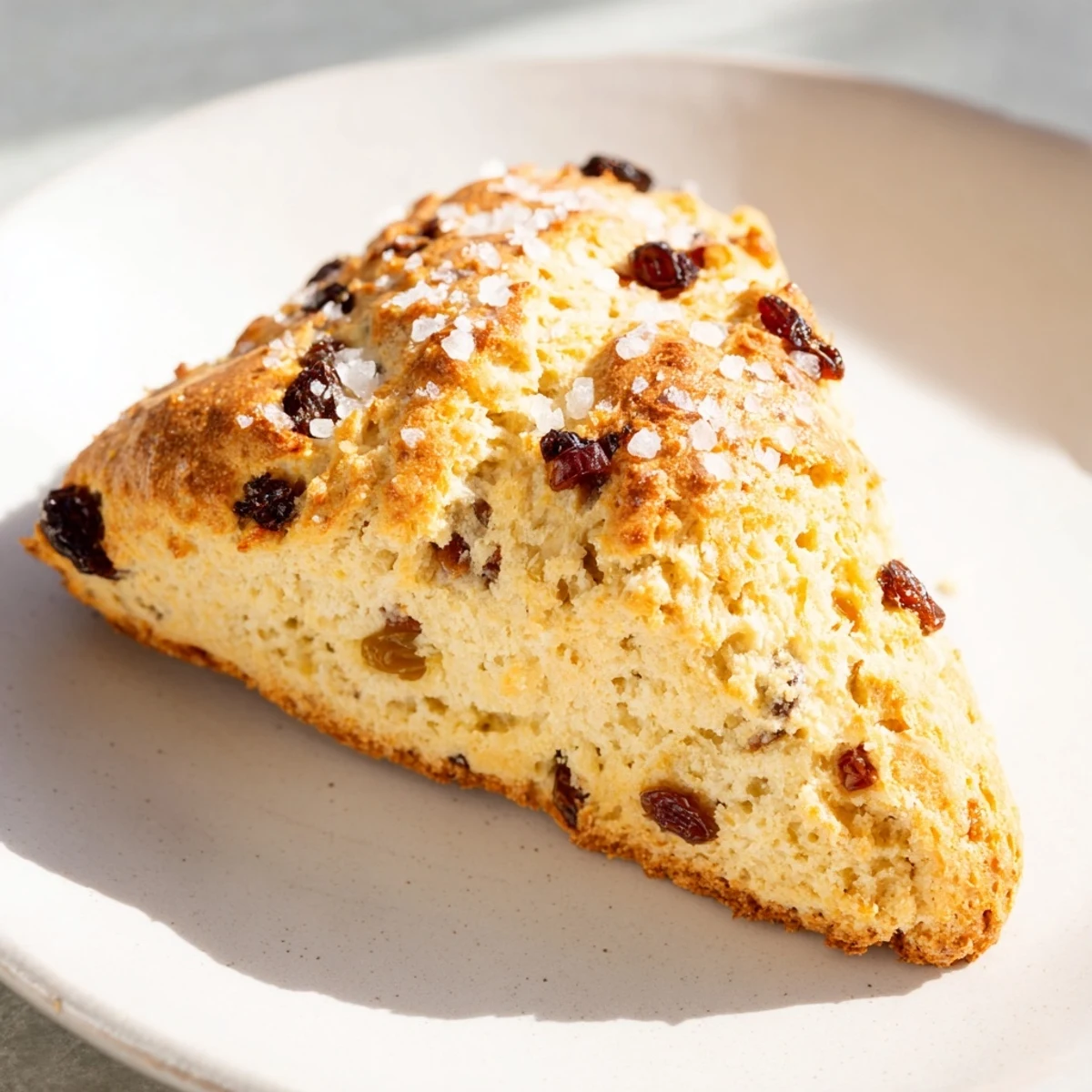 Golden wedges of Irish Soda Bread Scones with Currants served warm with jam and clotted cream.