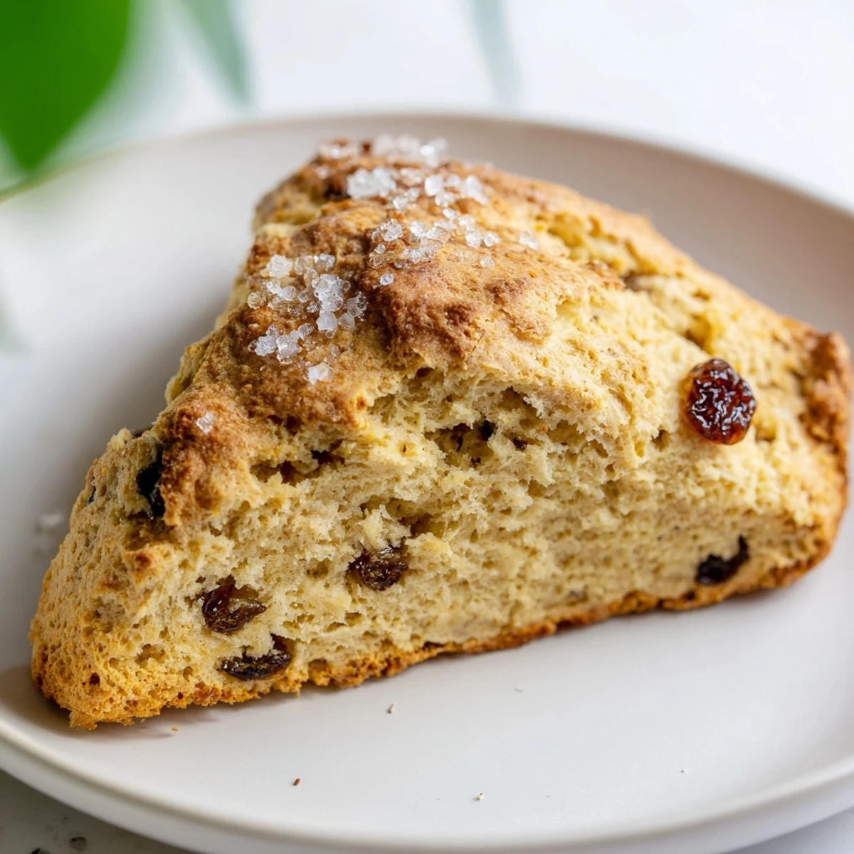 Homemade Irish Soda Bread Scones with Currants cooling on a wire rack with coarse sugar topping.