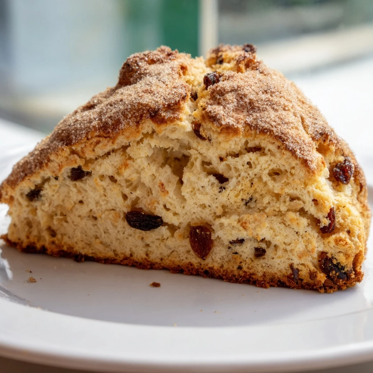 A close-up of tender Irish Soda Bread Scones served with butter and jam for breakfast.
