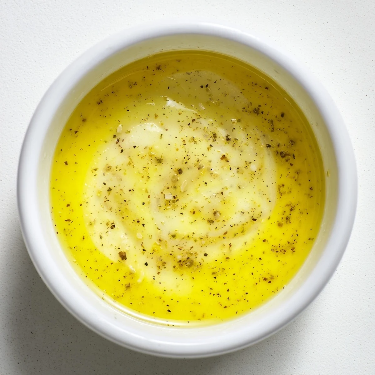 Fresh Lemon Dijon Dressing in a glass jar, drizzled over a crisp garden salad with mixed greens and cherry tomatoes.