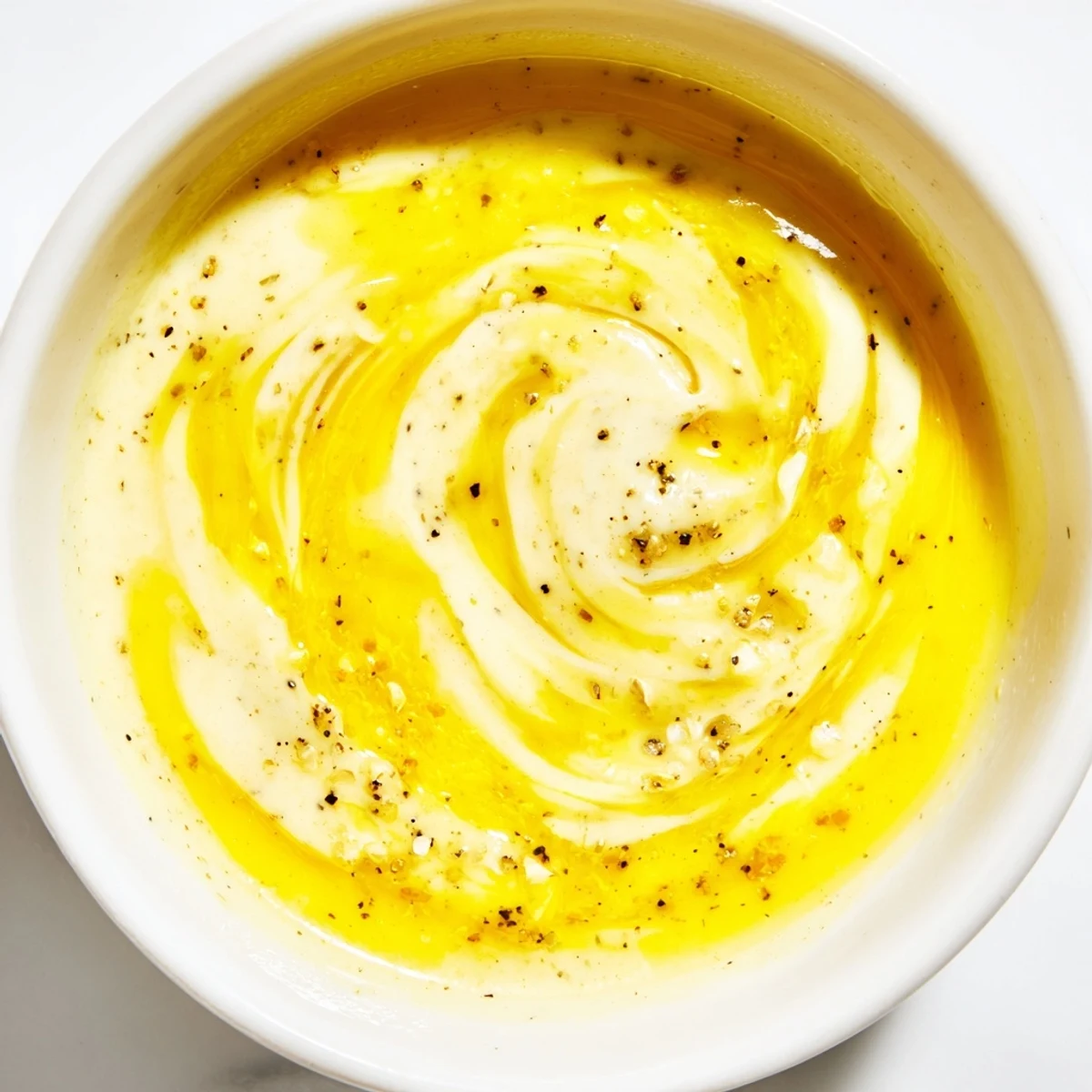 Vibrant Lemon Dijon Dressing poured from a spoon, coating roasted vegetables and grilled chicken for a flavorful dinner serving.