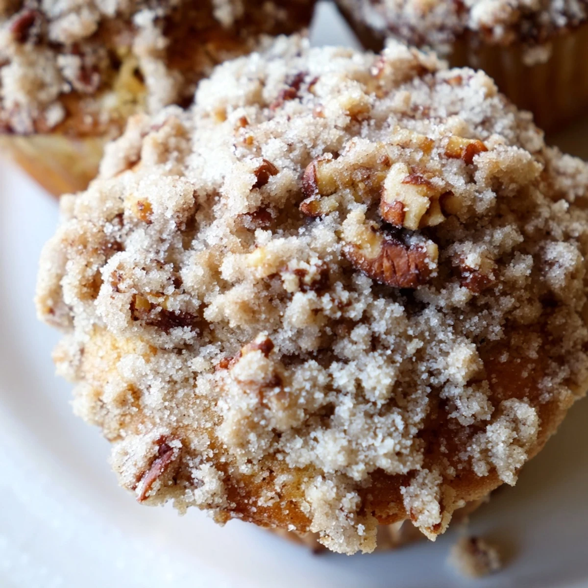 Warm Cinnamon Muffins emerge from the oven with a buttery crunch topping and soft, moist centers.