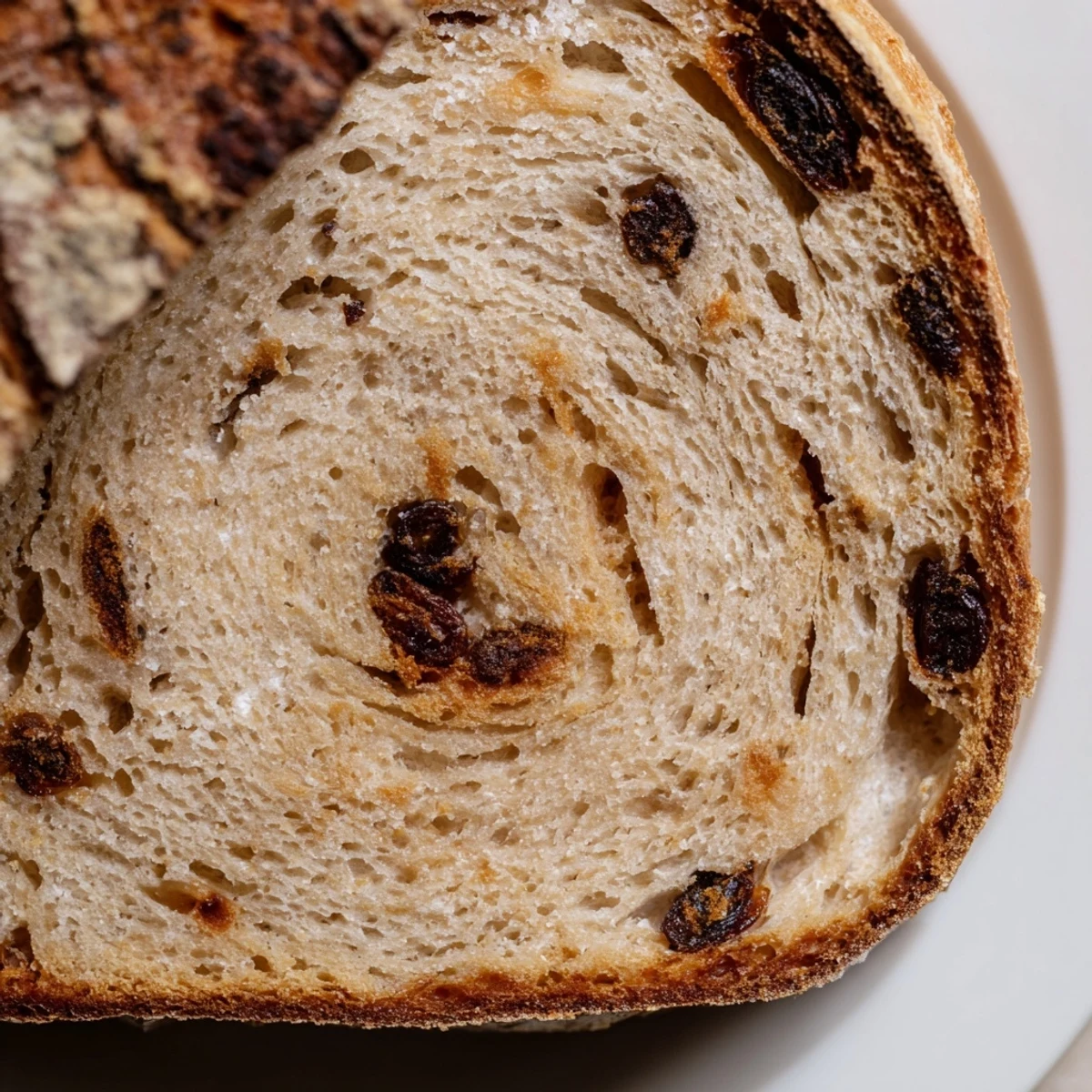 Golden-brown Cinnamon Raisin Artisan Bread cooling on a wire rack, perfect for toasting with butter.  