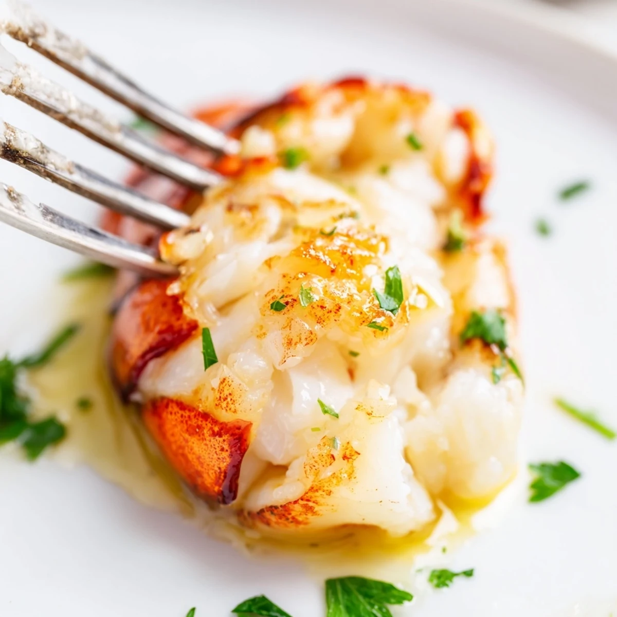 Succulent Air Fryer Lobster Tails served warm with a drizzle of butter sauce.