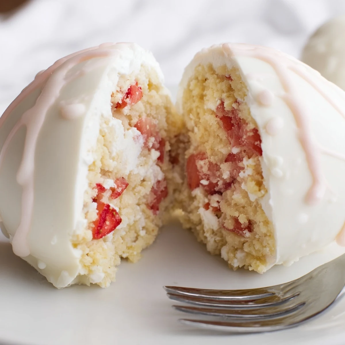 Delicious homemade Strawberry Shortcake Easter Egg Bombs on a spring table, perfect for festive celebrations.