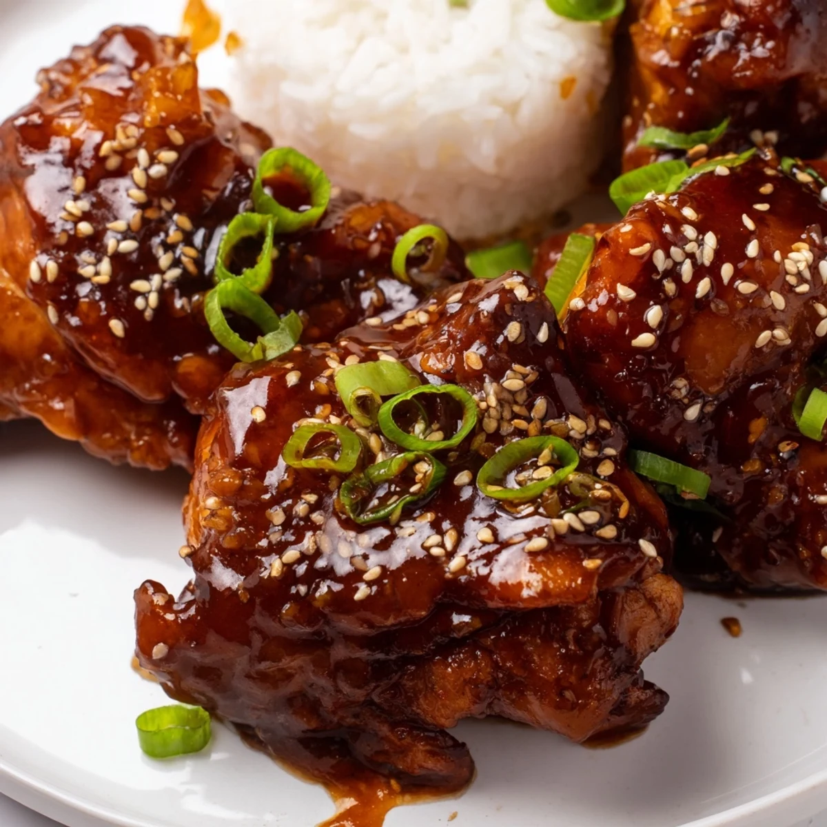 Slow cooker Huli Huli chicken glazed with sticky pineapple-soy sauce and sesame seeds