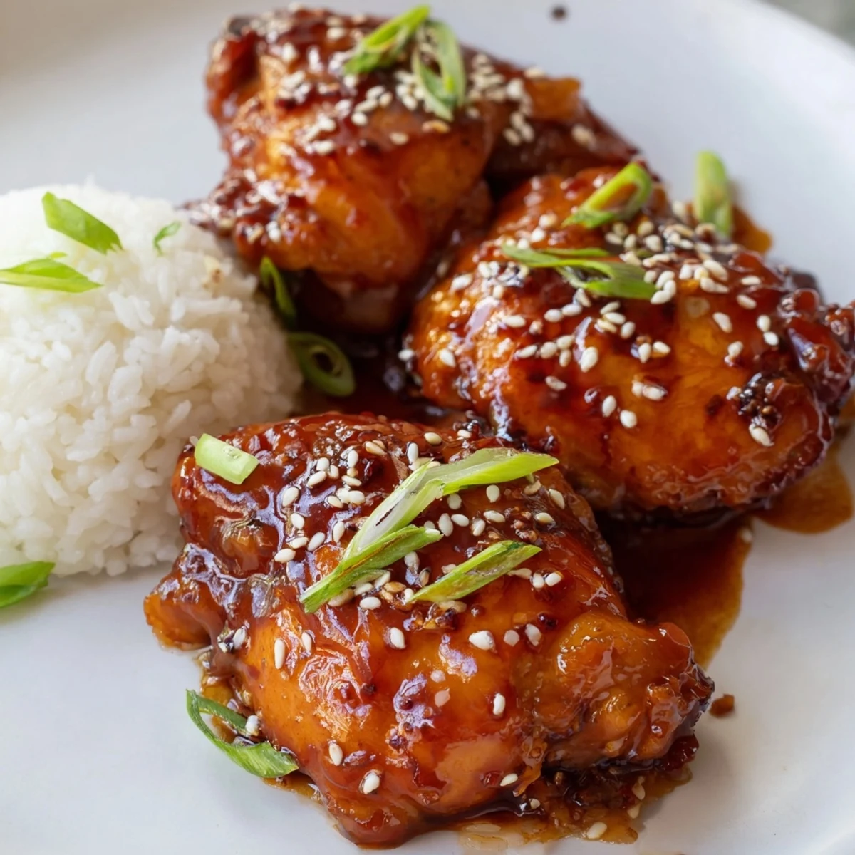 Golden Huli Huli chicken drizzled with thick brown sugar pineapple glaze and green onions