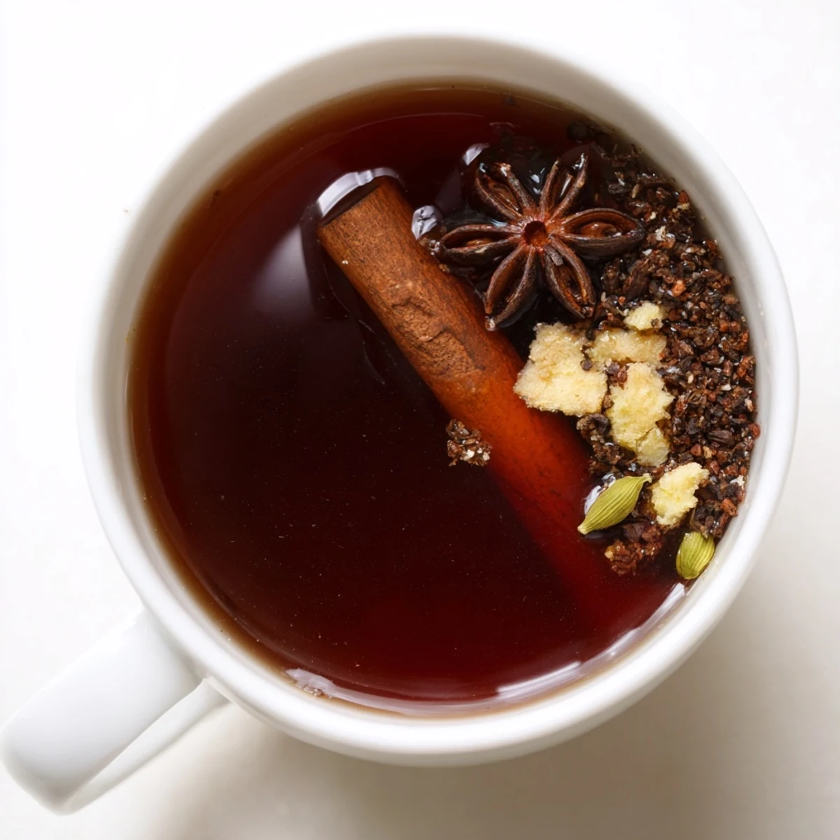 Steaming cup of aromatic Lebanese spiced tea infused with cinnamon and cardamom