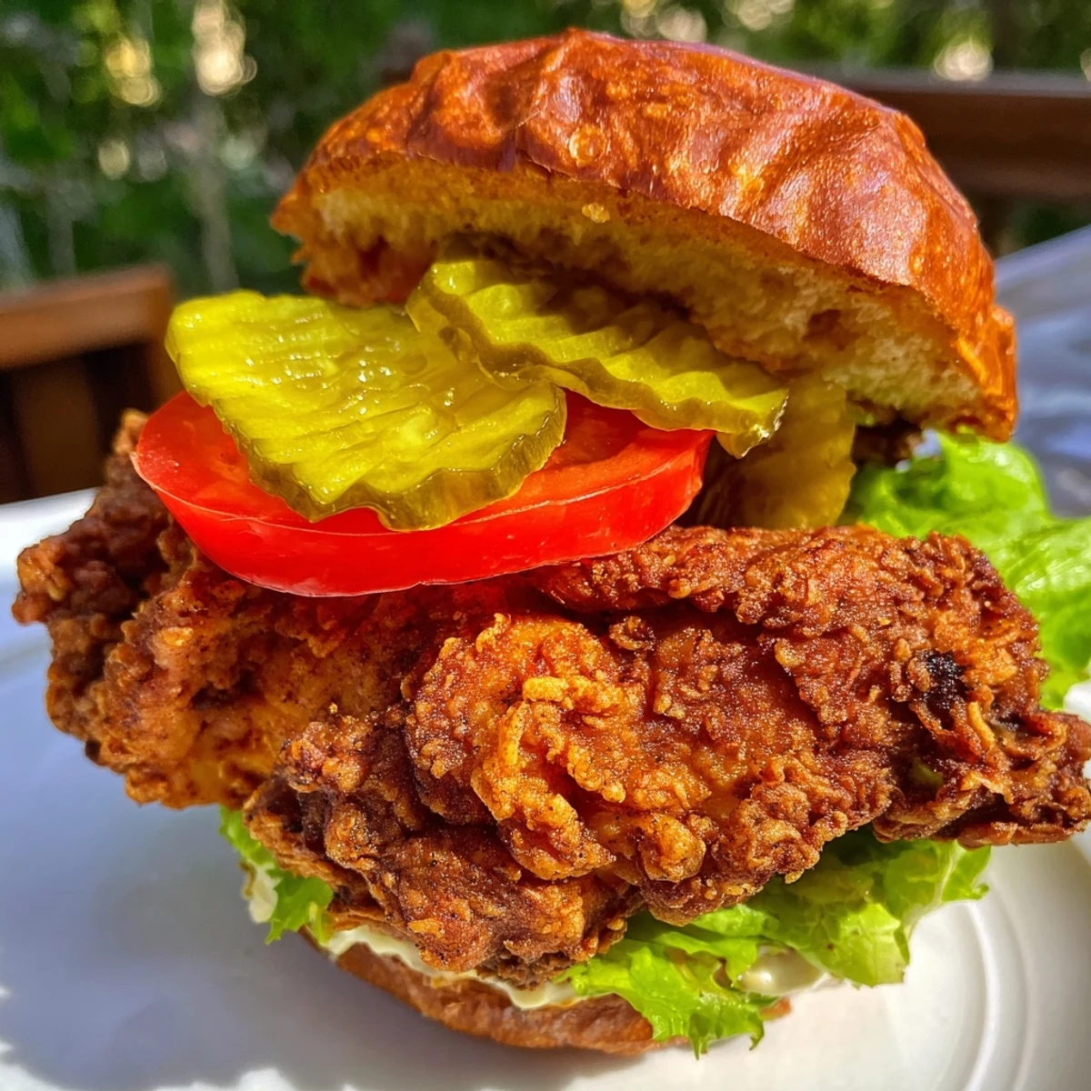 Mouthwatering fried chicken burger featuring extra crispy golden fillet with spicy mayo layered between soft toasted buns