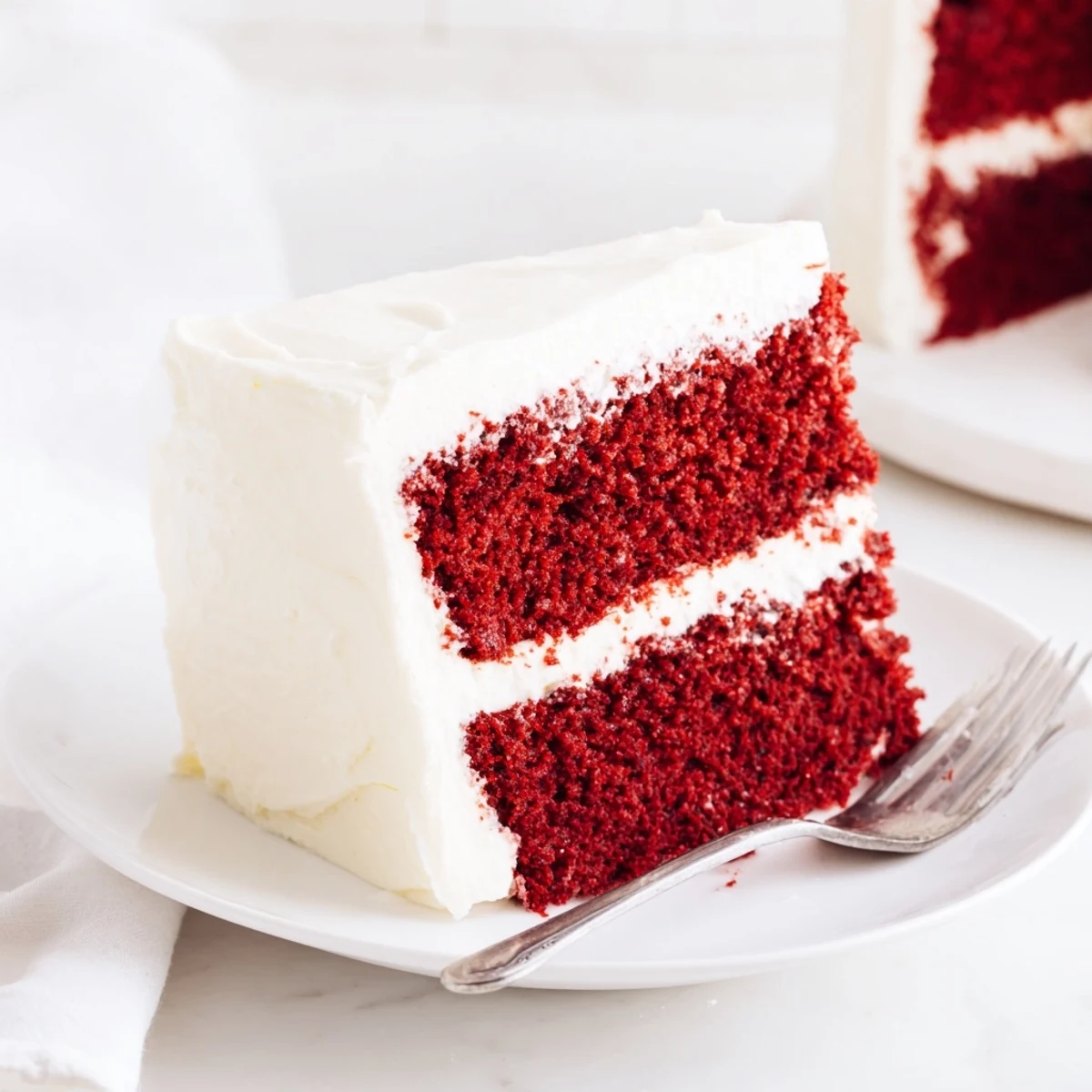Classic red velvet cake with smooth cream cheese frosting perfect for celebrations
