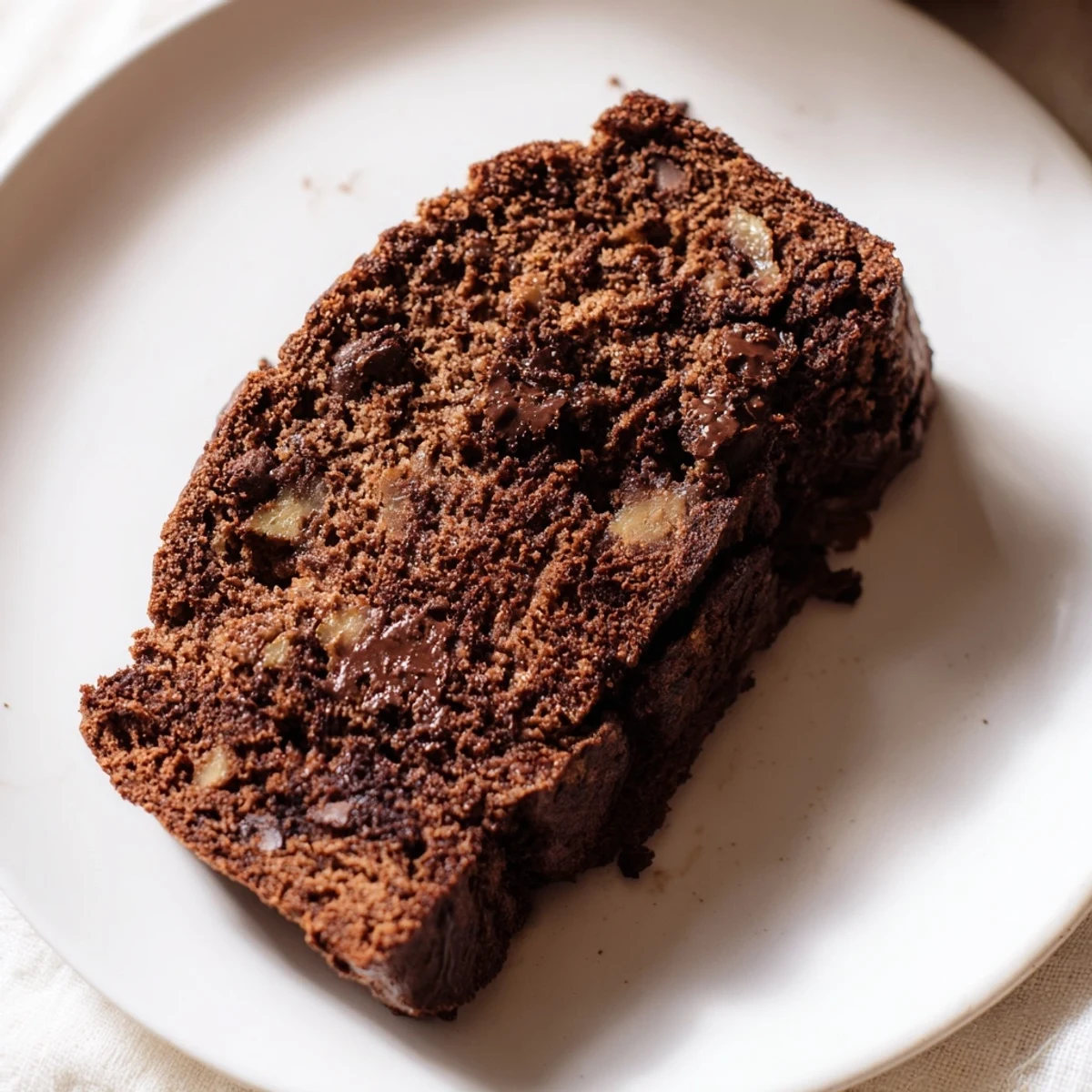 Freshly baked chocolate espresso banana bread cooling on wire rack with rich cocoa-colored interior visible
