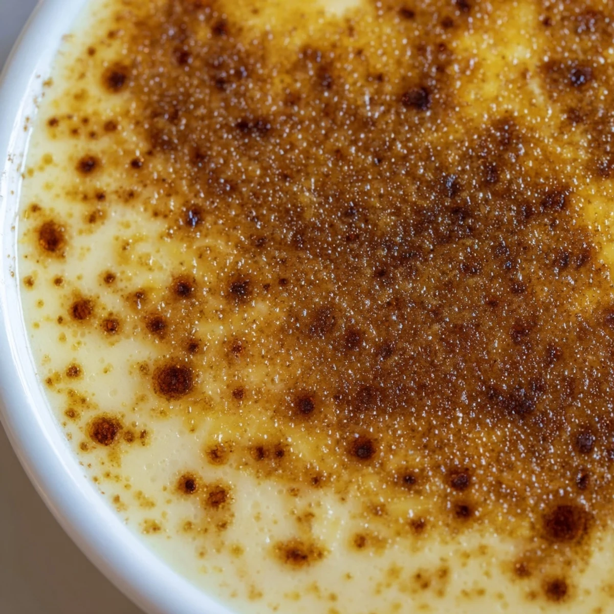 Creamy Portuguese rice custard topped with golden cinnamon sugar in white ramekins
