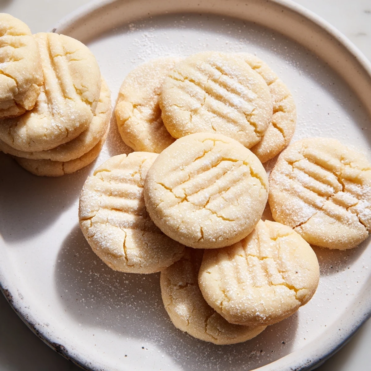 Perfectly round Grandma's Secret Butter Cookies with lightly golden edges cooling on a wire rack