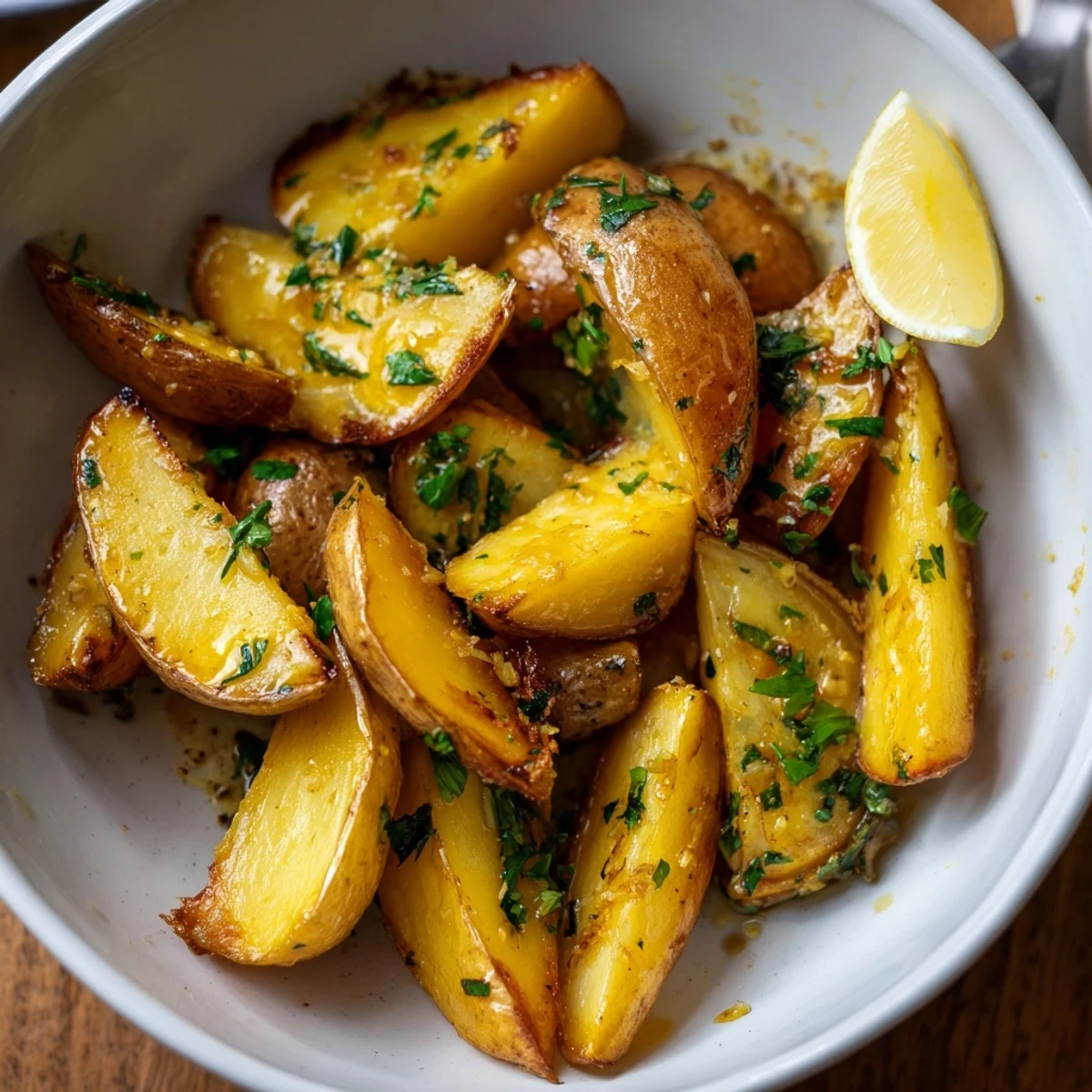 Oven-roasted Authentic Greek Lemon Potatoes recipe with crisp edges and tender centers