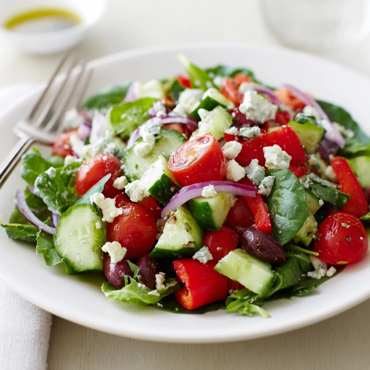 Quick Fresh Salad Recipe ready in 15 minutes, crunchy cucumbers, perfect side