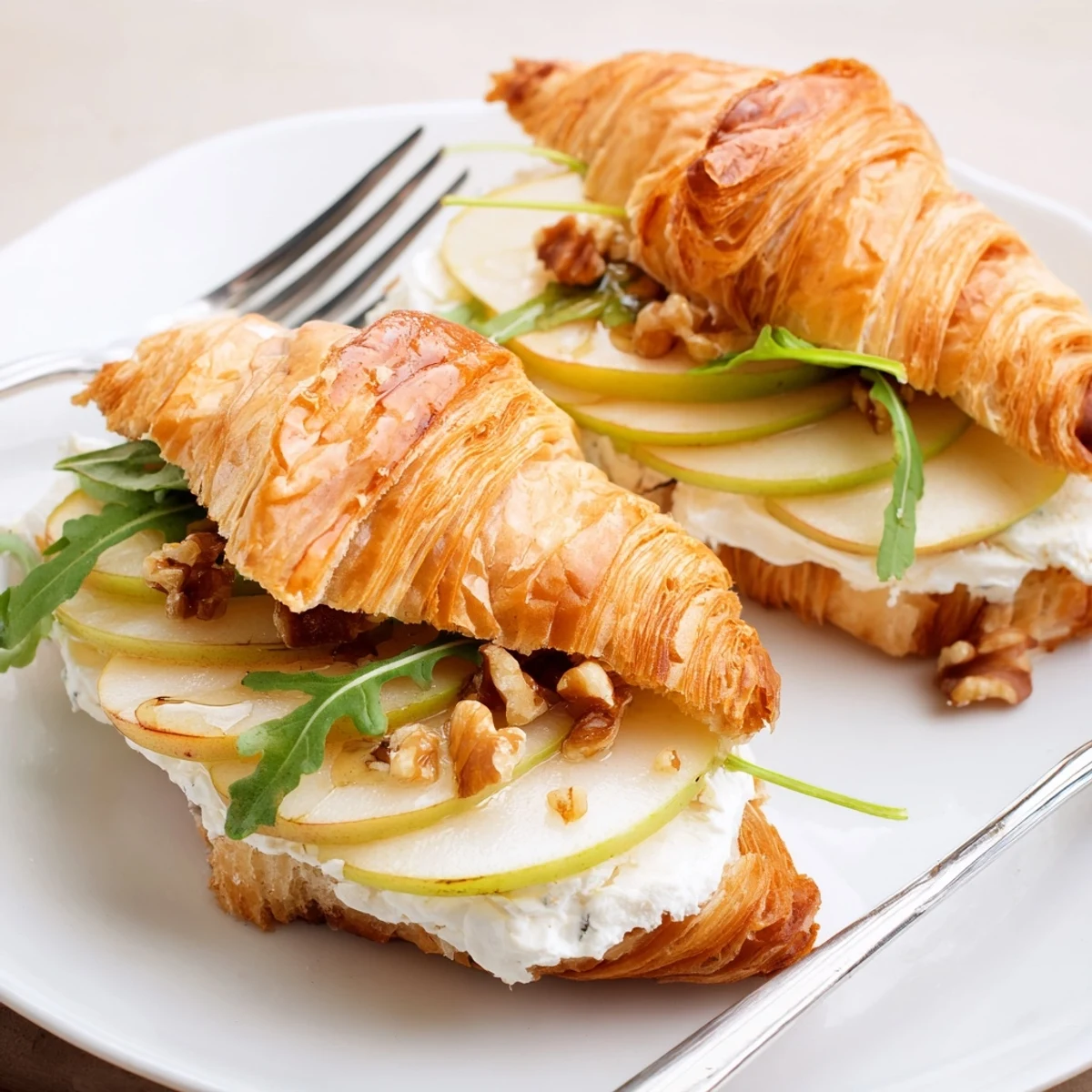 Buttery Apple Goat Cheese Croissant Sandwich served warm for effortless brunch bites  