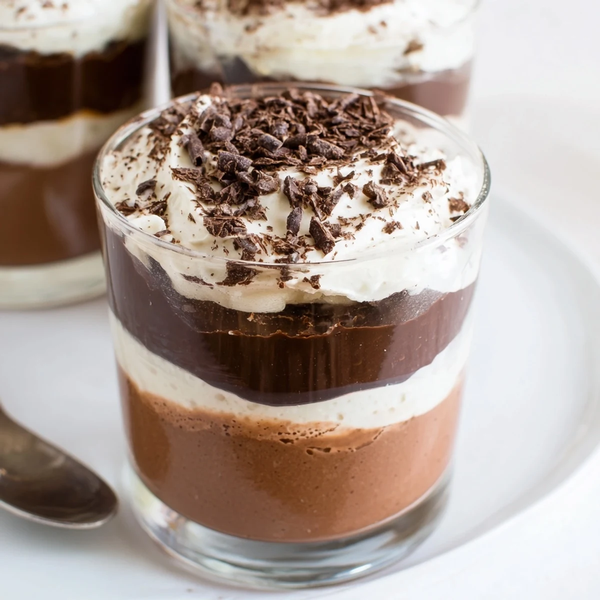 Decadent Triple Chocolate Mousse Cups with velvety layers, ready to spoon