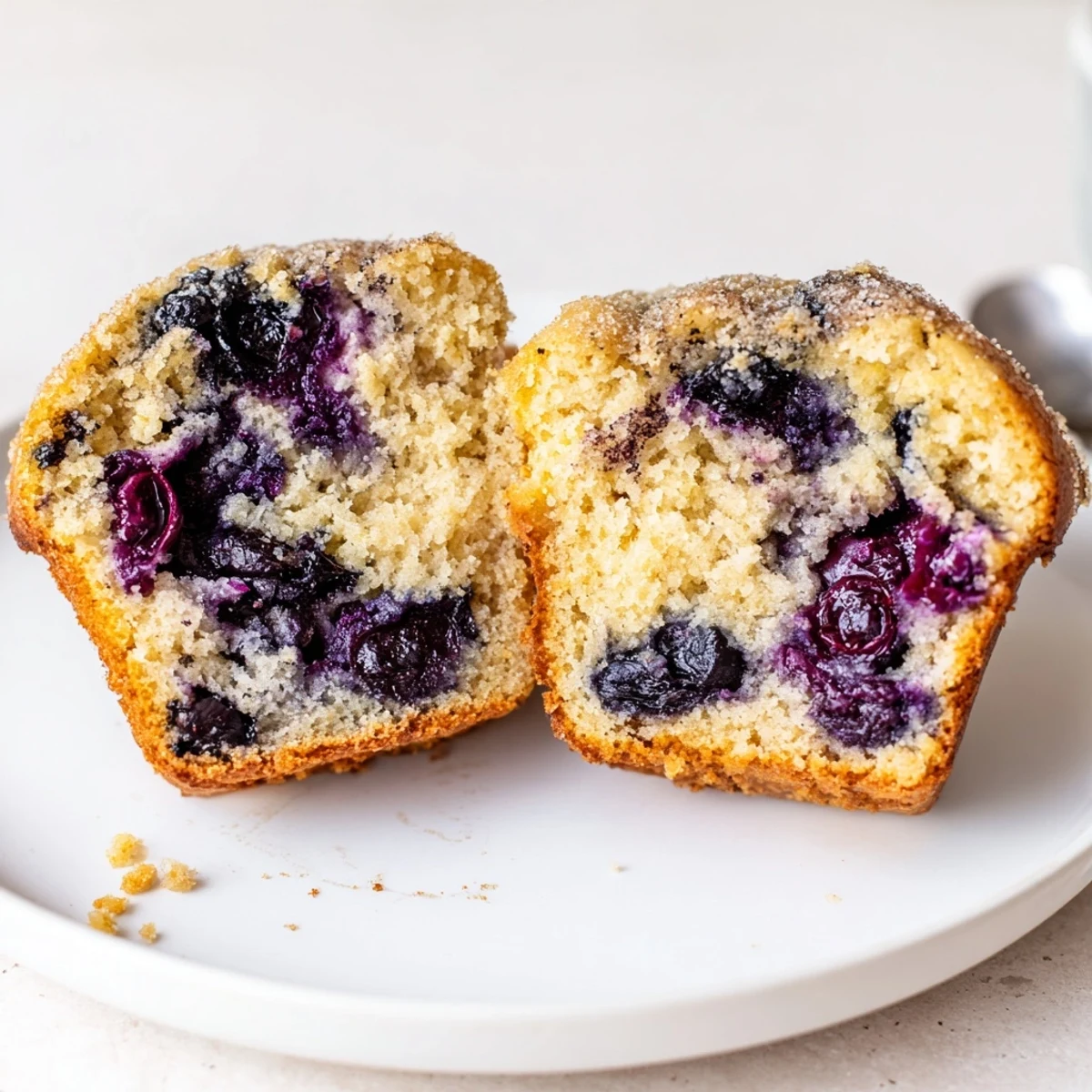 Warm Blueberry Banana Muffins with tender crumb, great for breakfast