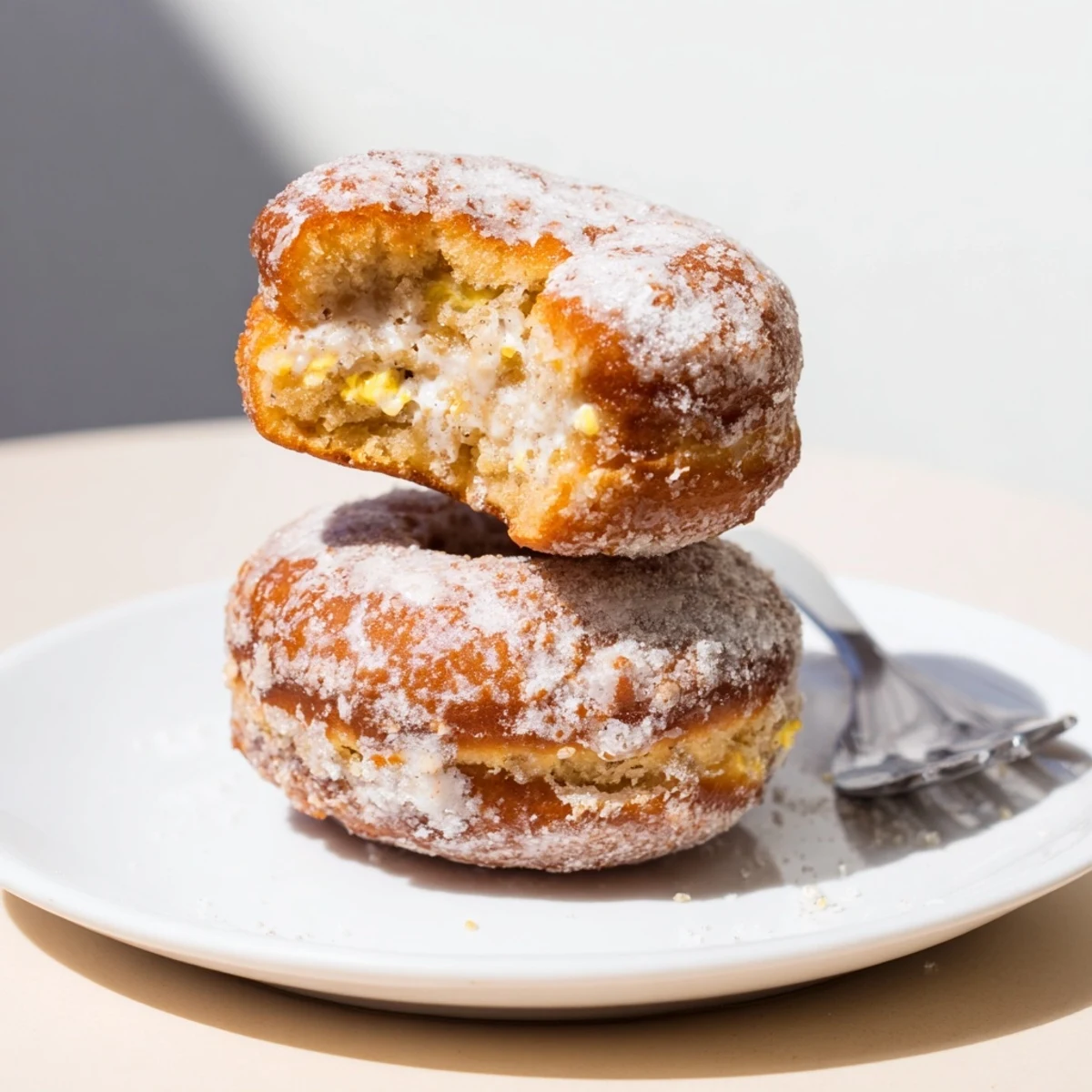 Baked Banana Donuts topped with vanilla glaze, great with coffee