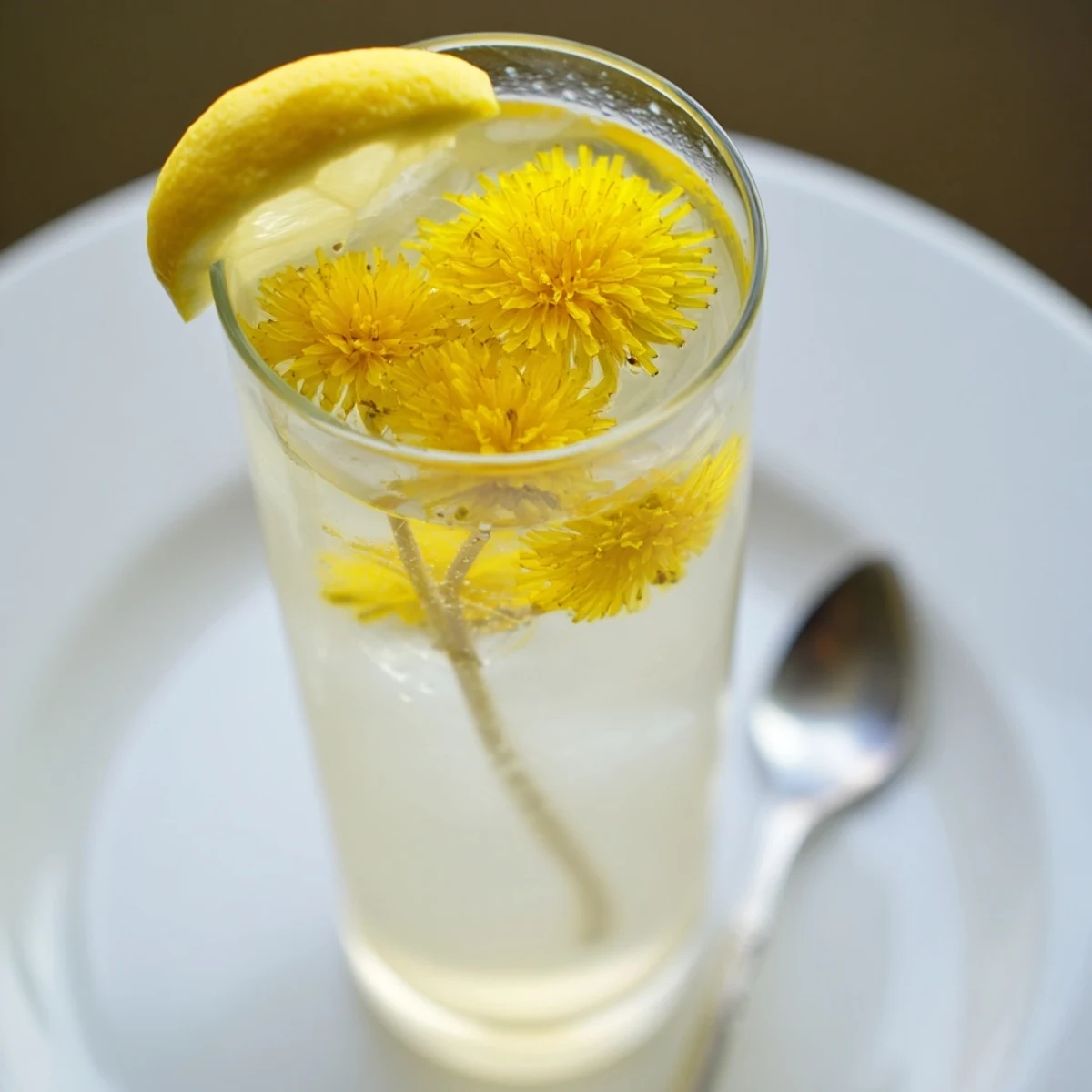 Homemade Dandelion Lemonade Recipe showing steeped petals, bright citrus, pitcher ready to serve