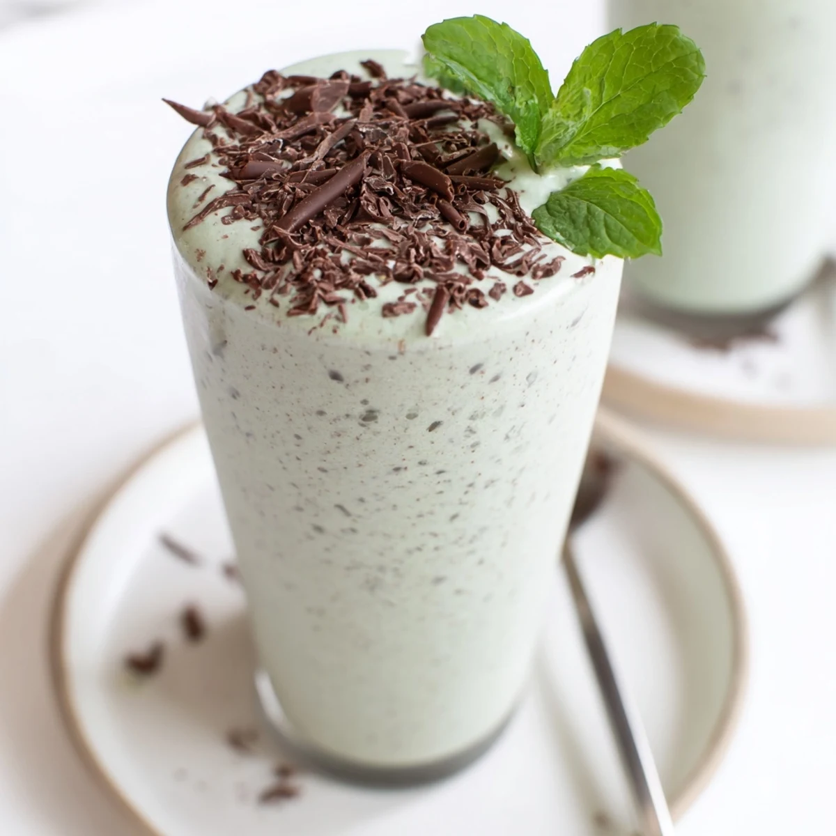 After-workout Peppermint Protein Shake Recipe with banana, icy texture, fresh mint