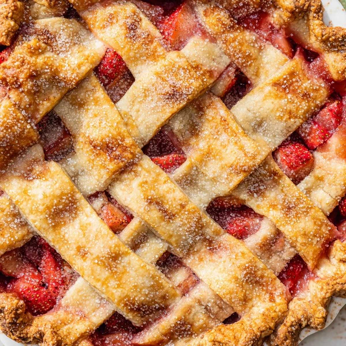 Sliced Gluten Free Strawberry Rhubarb Pie served warm with melting vanilla ice cream